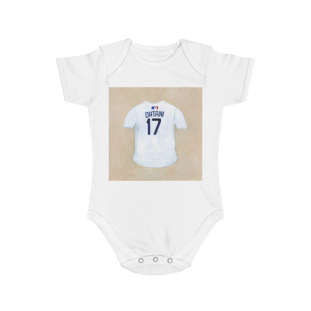 Short Sleeve Baby Bodysuit with Artistic Ohtani Jersey - Perfect for Dodgers Baby Showers, Birthdays, and Playdates, Cute Infant Outfit, Personalized [...]