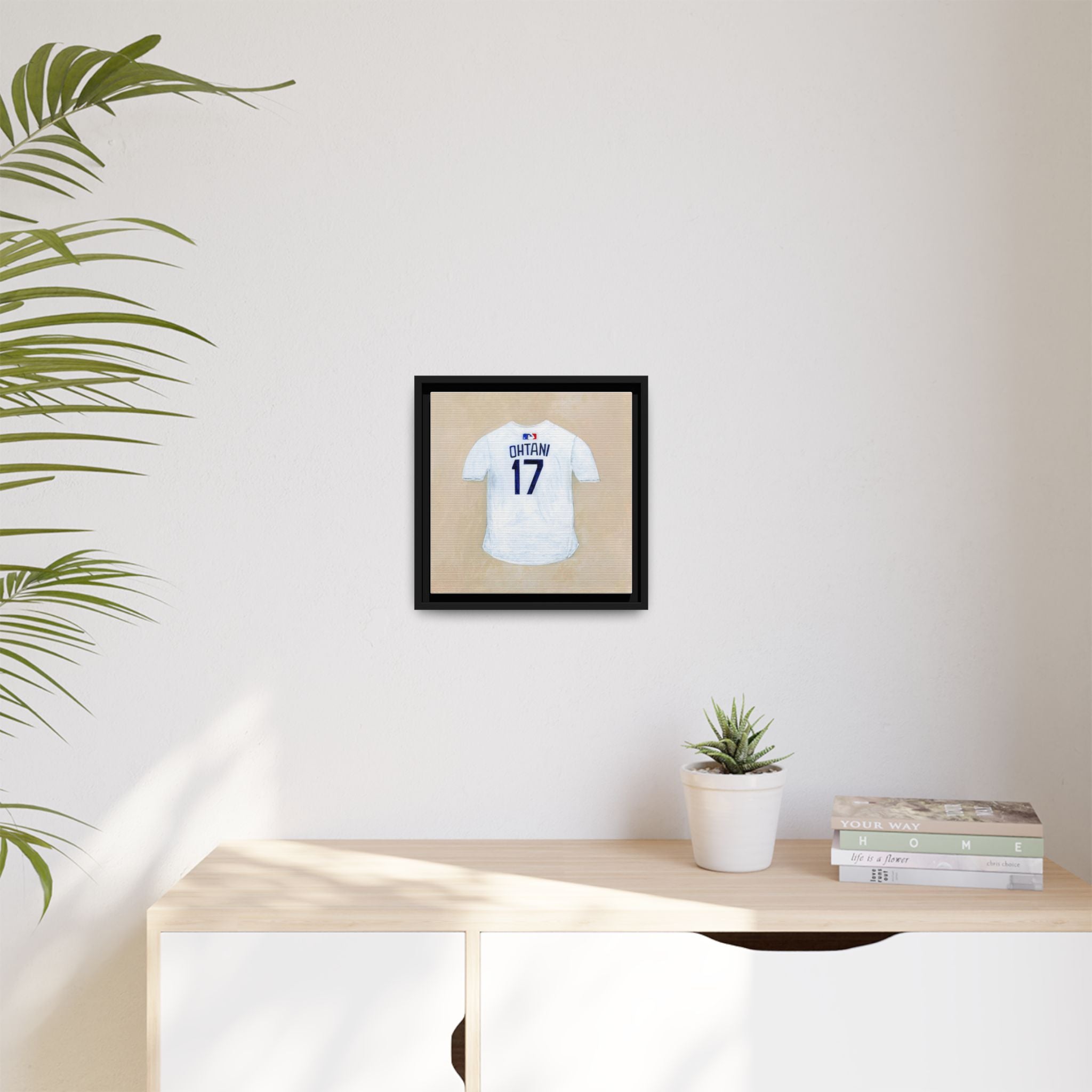 Framed Ohtani Jersey, Canvas Art, Sports Decor, Gift for Sports Fans, Wall Art for Home, Baseball Art Print