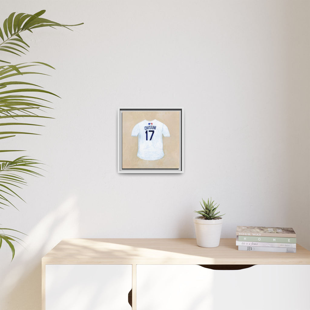Framed Ohtani Jersey, Canvas Art, Sports Decor, Gift for Sports Fans, Wall Art for Home, Baseball Art Print
